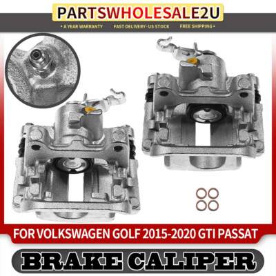 2Pcs Rear Left & Right Brake Calipers w/ Bracket for Volkswagen Golf
