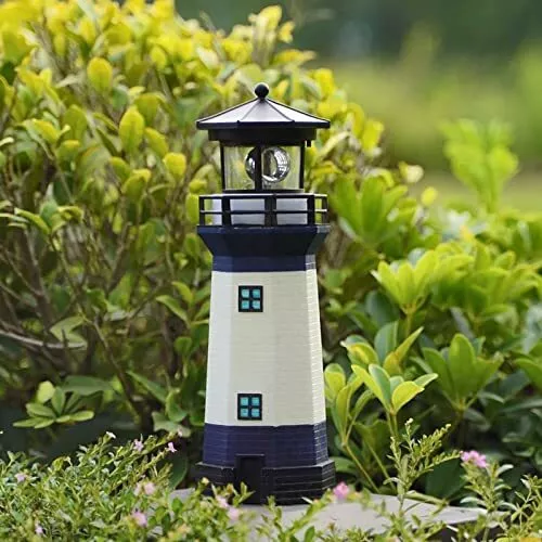 HSHD Lighthouse with Rotating Beacon LED Lights - Solar Lighthouse