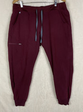 Figs Zamora Jogger Scrub Pants Womens XLarge Petite Burgundy Medical Healthcare