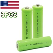 Batería recargable 3 piezas 1,2 V Ni-Mh AA 1500mAh para luz solar luz de jardín EE. UU.