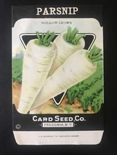 1920s Litho Antique Vintage Card Seed Co. Packet Pack Parsnip hollow crown
