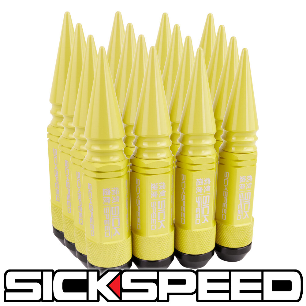 SICKSPEED 16PC YELLOW SPIKED 108MM 3PC LUG NUTS POLARIS UTV 3/8X24