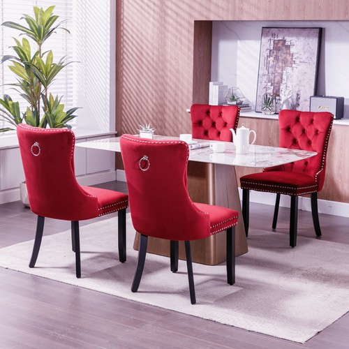 Velvet Upholstered Dining Chairs Set of 2 Button Tufted Leisure Bar Chairs NEW - Picture 106 of 149