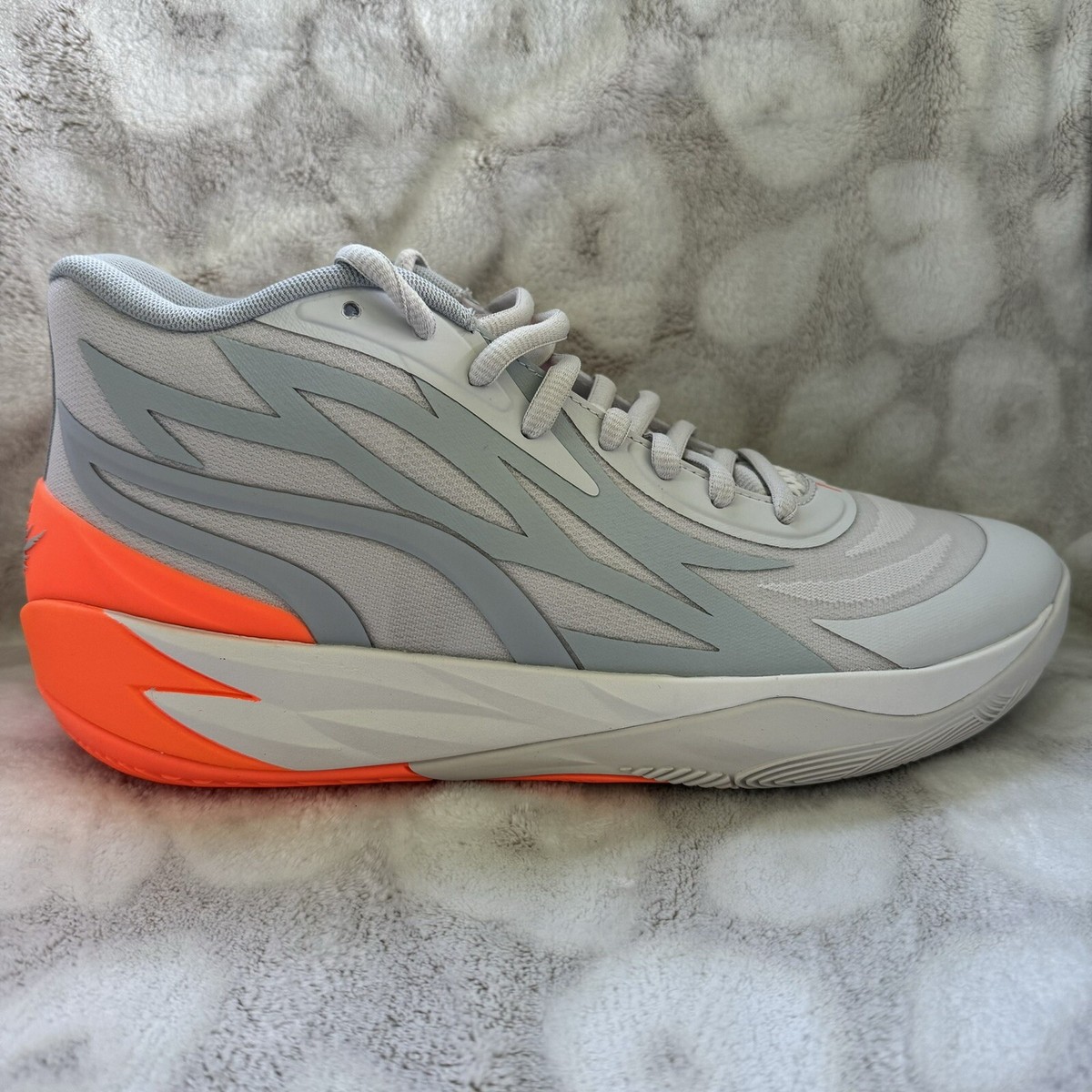 PUMA LaMelo Ball MB.02 Basketball Shoes Mens Size 13 Orange Platinum‎ Grey Nby Puma Lamelo Ball MB.02 Gorange Platinum Gray Orange... | Depop main image 3