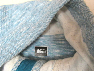 REI Blue Front Zip High Neck L/S Top Women's Small Drawstring