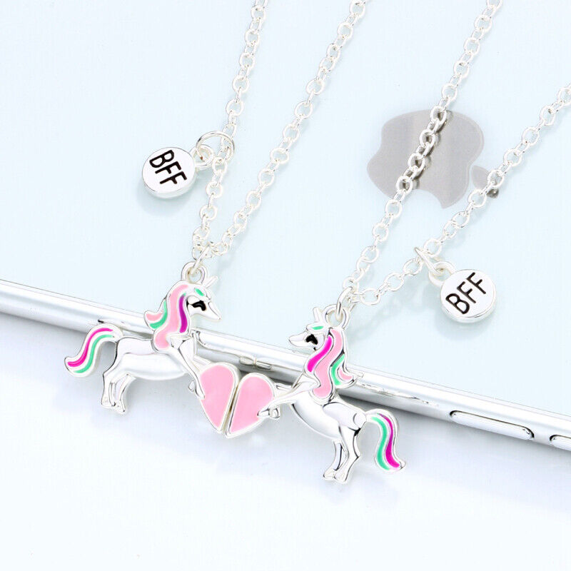 2Pcs BFF Best Friend Kids Cute Necklace Cartoon Love Girlfriend Necklace^,)