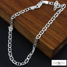Women Girl 925 Sterling Silver 3.5 mm Mariner Link Chain Anklet Bracelet 9-10"