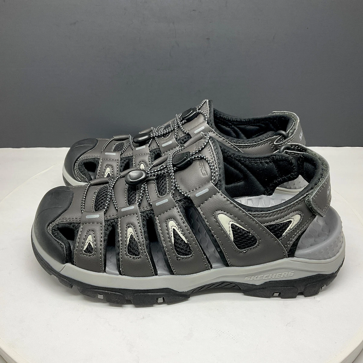 Gray skechers hotsell slip on