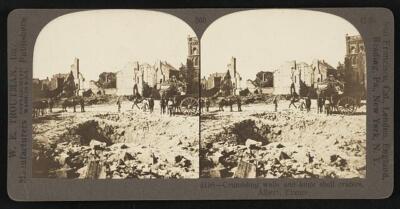 Crumbling walls and huge shell craters Albert France c1900 Old Photo