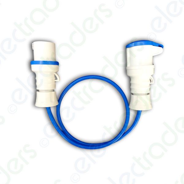 1 Metre Blue Caravan Hook Up /  Extension Cable 2.5mm 16A Blue Plug & Socket