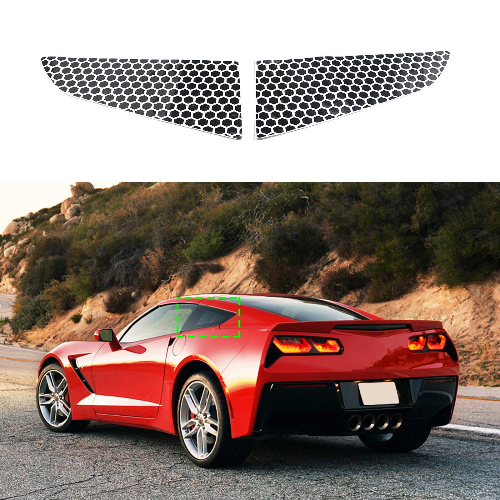 Fits For Corvette C7 2014-19 Rear Side Window Glass Sticker Decal Trim ...