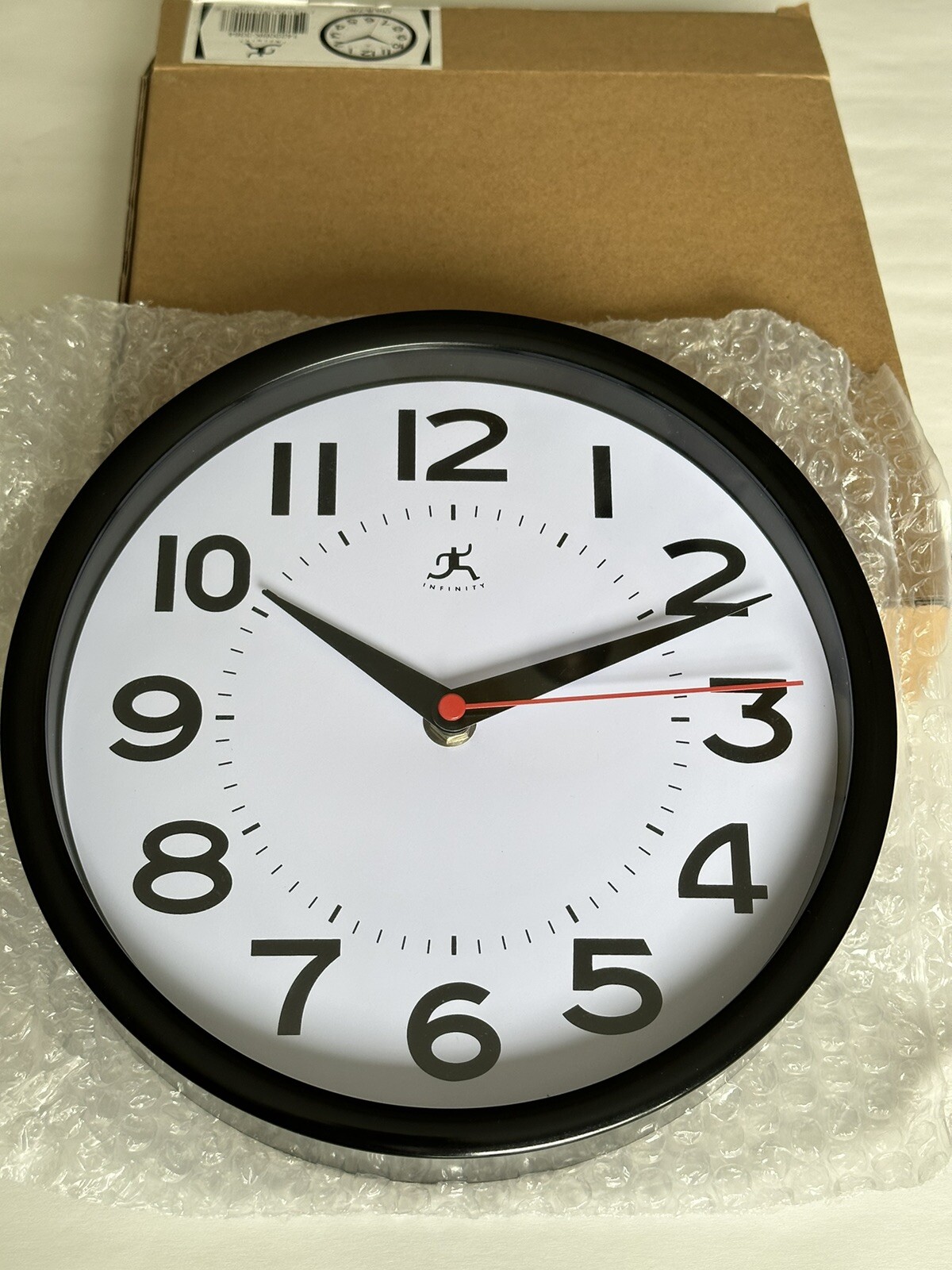 NEW Infinity Instruments 9โ Black Home Office Analog Clock 14220-BK3364