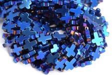 10x8MM Blue Hematite Cross Grade AAA Gemstone Loose Beads