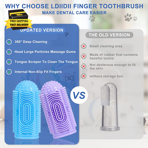 Dog Toothbrush Dog Tooth Brushing Kit Dog Finger Toothbrush for Dog Teeth Cleani - Picture 4 of 6