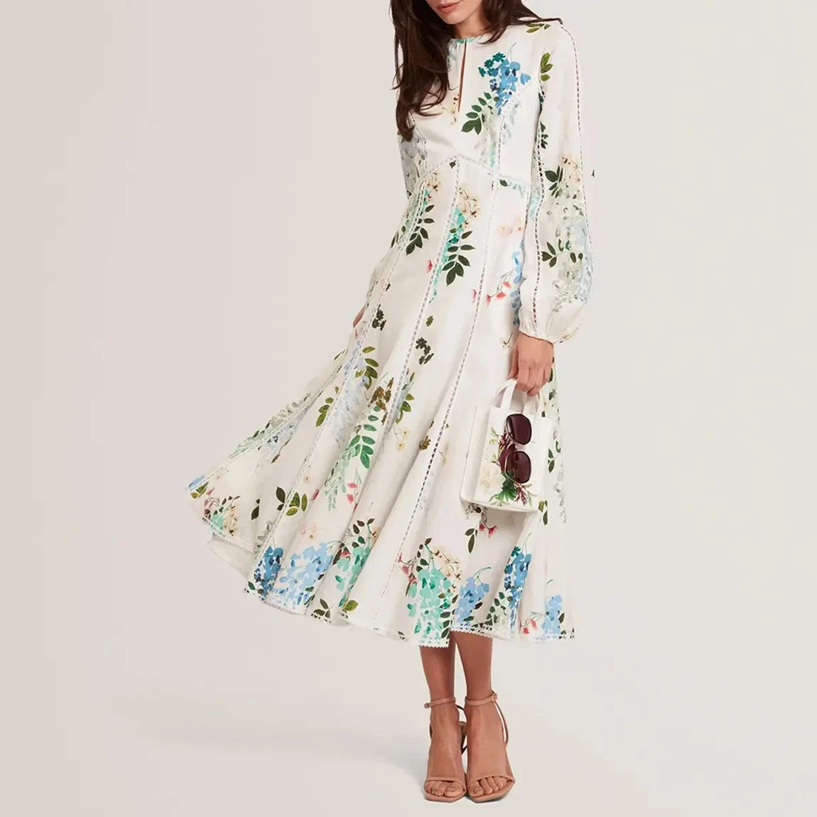 ted baker pearl floral long sleeve dress Ted Baker London Women Dark Blue Jewel Neck Pearl Floral Long Sleeve Mini Dress
