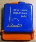 ORIGINAL  1940 New York Worlds Fair Plastic Matchbook Holder Trilon & Perisphere