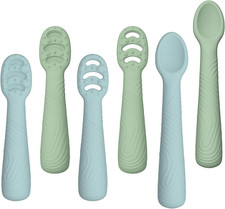 Baby Spoons Self-Feeding 6 Months, 6 Pack Silicone Training Spoon Set for Baby