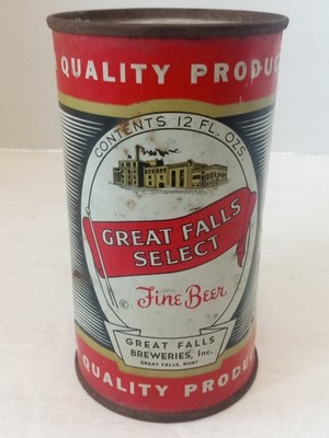 Great Falls Select Fine Beer Flat Top Beer Can KAN KEGS Great Falls MT 1950's