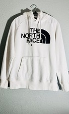 The North Face Women's S White Cotton Fleece Pullover Hoodie Logo Pockets