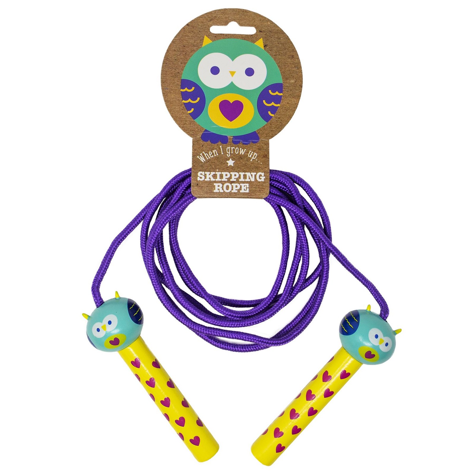 Kids Owl Skipping Jump Rope Wooden Handle Childrens Indoor Outdoor Exercise