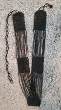 Glass Small Bead Belt Black Boho 28-42"