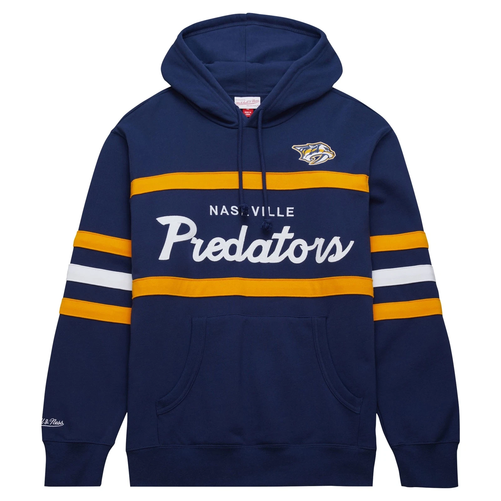 Felpa con cappuccio pullover uomo Mitchell & Ness Navy Nashville Predators Head Coach