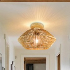 Plafonnier En Osier Fait Main, Luminaire de Plafond E27 pour Hall D'entrée et