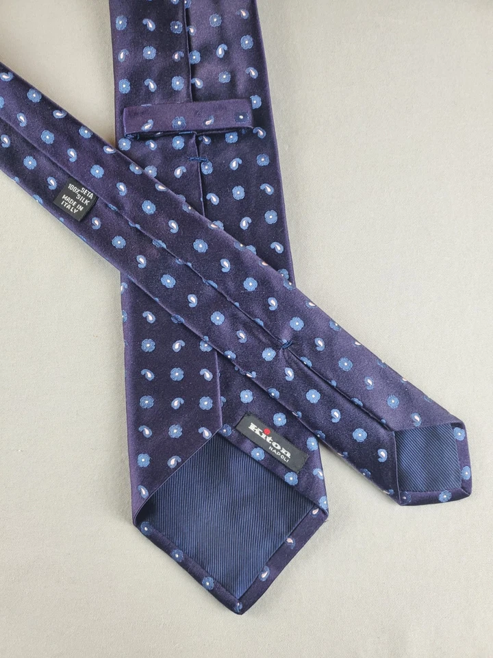 Corbatas Kiton Hombres 58 3.5 Púrpura Paisly Seda Diseñador Italia Corbatas Foto 4 de 4