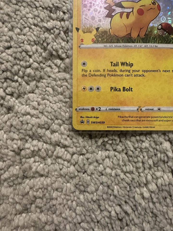 General Mills Pikachu SWSH039 25 Aniversario Estampado Promo Casi Como Nuevo Casi Nuevo Foto 4 de 4