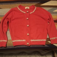 Vintage 1950s Dalton 100 Virgin Cashmere Soft Cardigan Sweater Pink S Pin Up