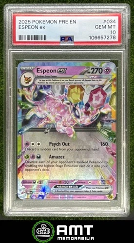 Espeon ex PSA 10 2025 Pokemon Prismatic Evolutions English #034/131 7278