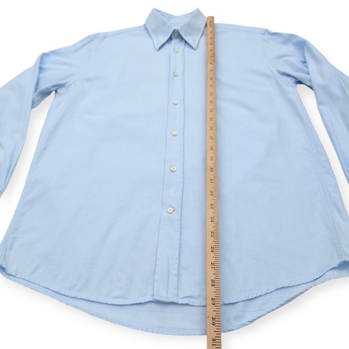Yves Saint Laurent Dress Shirt Mens 15.5 Medium Light Blue French Cuffs W/ Logo - Picture 12 of 15