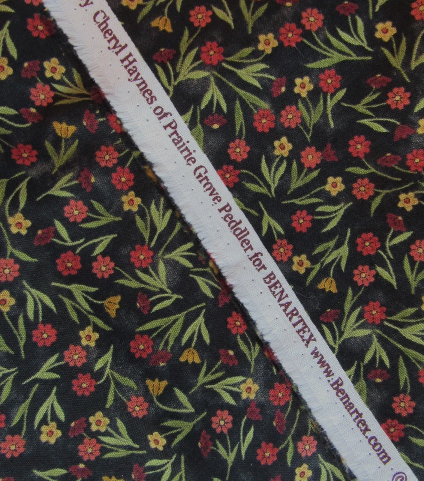 1.2 yd BEAR PAWS Floral Cheryl Hayes Prairie Grove Peddler Benartex Quilt Fabric - Image 3 of 3