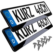 2 kurze Kennzeichenhalter schwarz Hochglanz 46cm Kennzeichen Halter 460mm