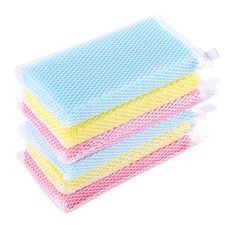 (6 Pack) Non-Scratch Gentle Mesh Net (Extra Thick) Dishwashing Sponge, Quick Dry