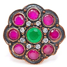 Ottoman Empire Style 2CT Treated Emerald 925 Sterling Silver Ring Sz 7 HB1-7