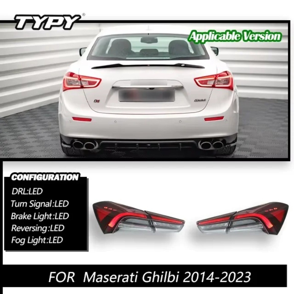For Maserati Ghibli 2014-2022 Pair LED Rear Taillights Brake Light Reverse Light