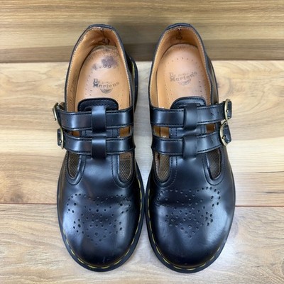 Dr Martens Mary Janes Womens 8 Black Leather Flats 12916 Minimalist Y2K Grunge