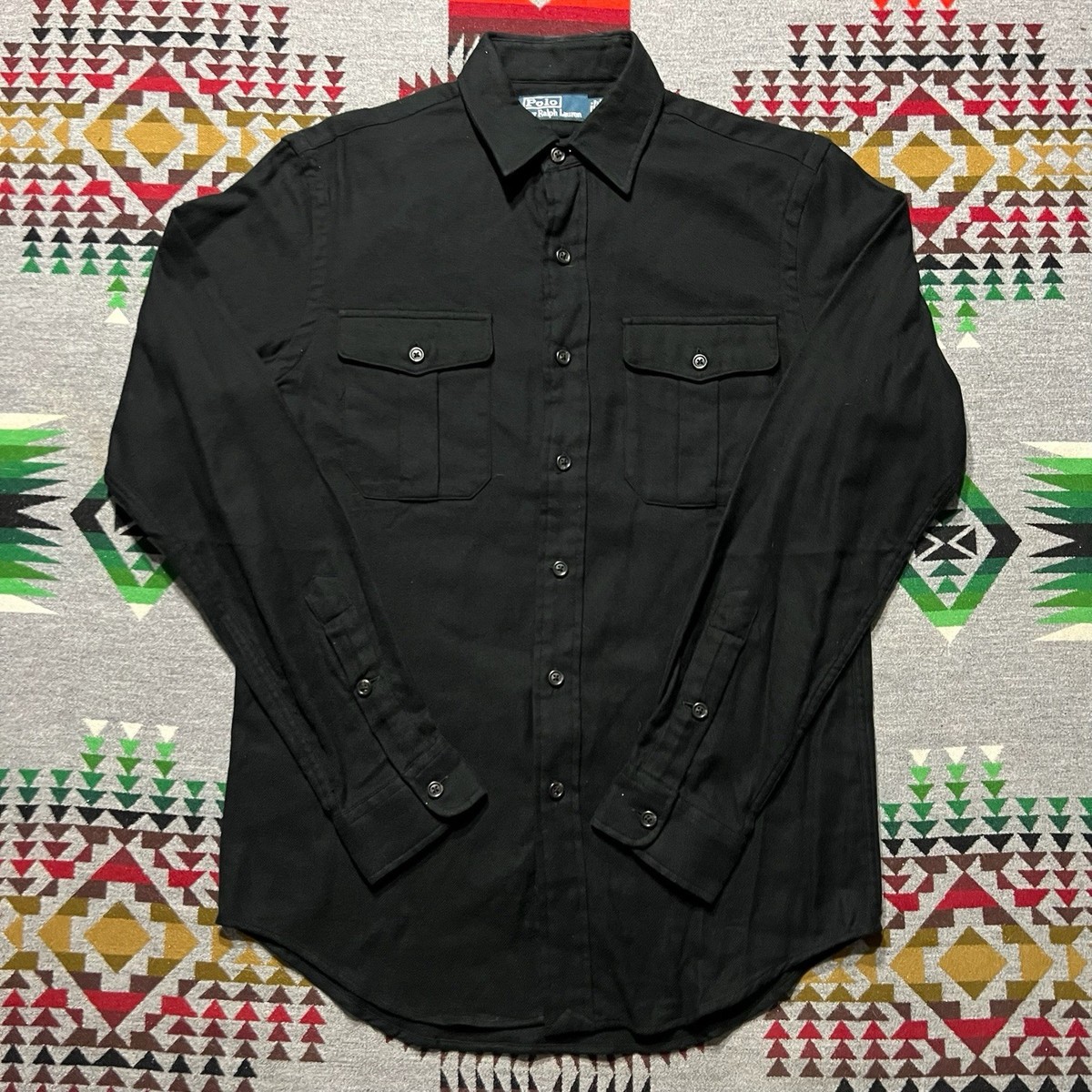 Polo Ralph Lauren Military Shirt Mens Small Black Utility Field