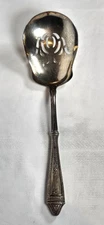 Vintage Unknown Pierced Casserole Spoon With Sterling Handle 9 Inches Long