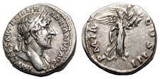 *AET* HADRIAN AR Denarius. EF-. The victory.