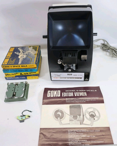 Goko G 2002 8mm Super Editor Viewer Dual-8 Made in Japan w/ Kalimar Film Splicer