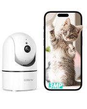 COOAU 3MP Pet Surveillance Camera with QR Code Wi-Fi Connection 360  PTZ H.265