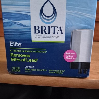 Brita Elite FR-200 Faucet Filter Cartridge Chrome 2-Pack Removes Lead