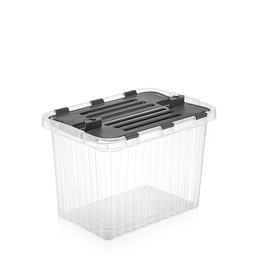 Bolso de Mano Transparente Apilable con Bisagras Superio 16 Cuartos, Contenedor de Almacenamiento con Tapa-Paquete de 6 - Imagen 3 de 7