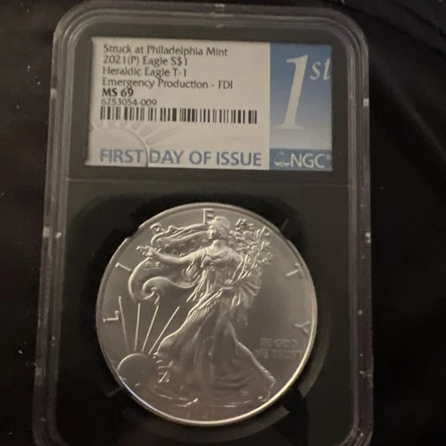 2021 (P) $1 American Silver Eagle NGC MS69 Emergency Production FDI First Label
