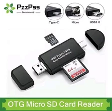 3-in-1 TF/SD Card Micro SD Card USB Type-C, Micro, USB 2.0 Reader Plug&Play