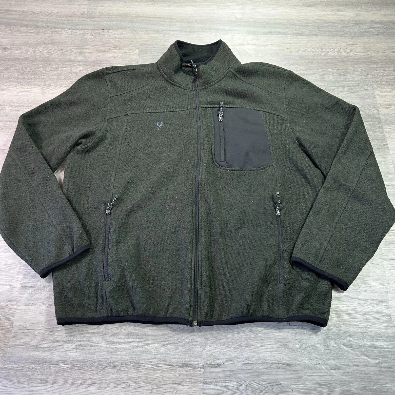 Stoic Jacket Mens 2XL Green Fleece Full Zip Stand Collar Outdoor Hiking Warm