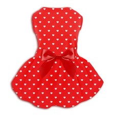 Valentine's Day Red Dog Dress, Cute White Heart X-Large, Valentine