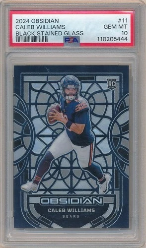 CALEB WILLIAMS 2024 PANINI OBSIDIAN RC BLACK STAINED GLASS BEARS PSA 10 GEM MINT